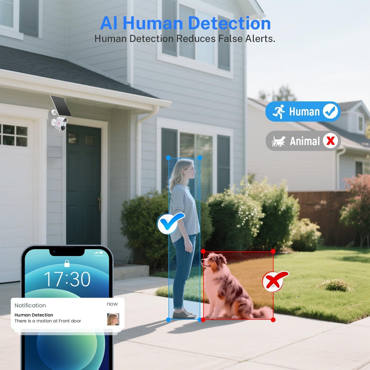1080P Security Camera Wireless Outdoor with Solar Panel for Home Security, Color Night Vision, PIR Motion Detection, Cloud Storage, 2-Way Talk, Live View Bullet Surveillance Camera