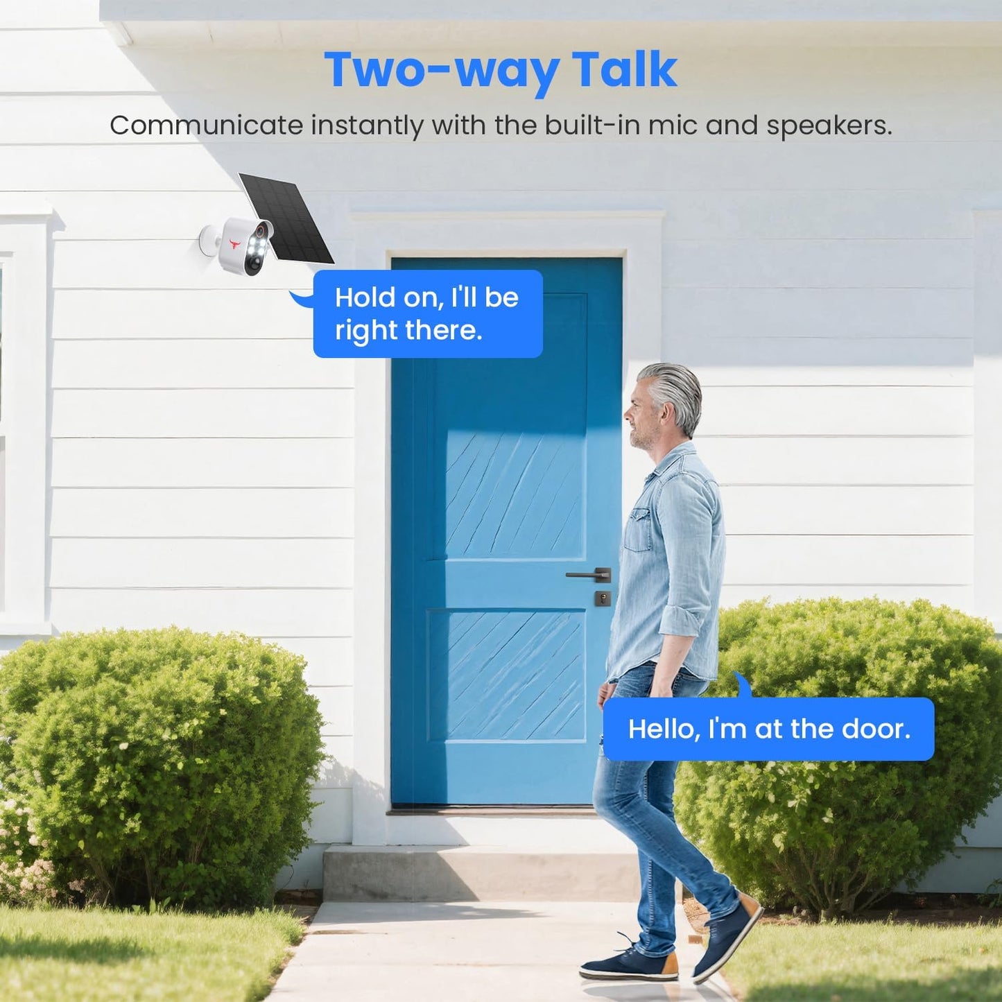 1080P Security Camera Wireless Outdoor with Solar Panel for Home Security, Color Night Vision, PIR Motion Detection, Cloud Storage, 2-Way Talk, Live View Bullet Surveillance Camera
