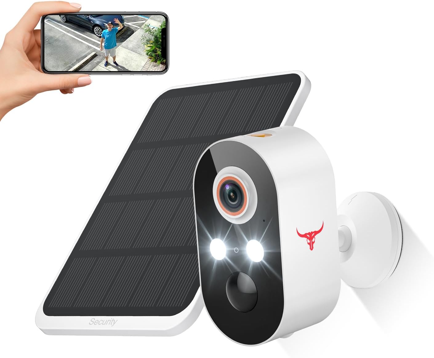 1080P Wireless Security Camera with Solar Panel, AI Human Detection, Two-Way Audio, Night Vision, Cloud Storage, Rechargeable Battery, Home Security Solution, 2.4G WiFi (Single Unit)