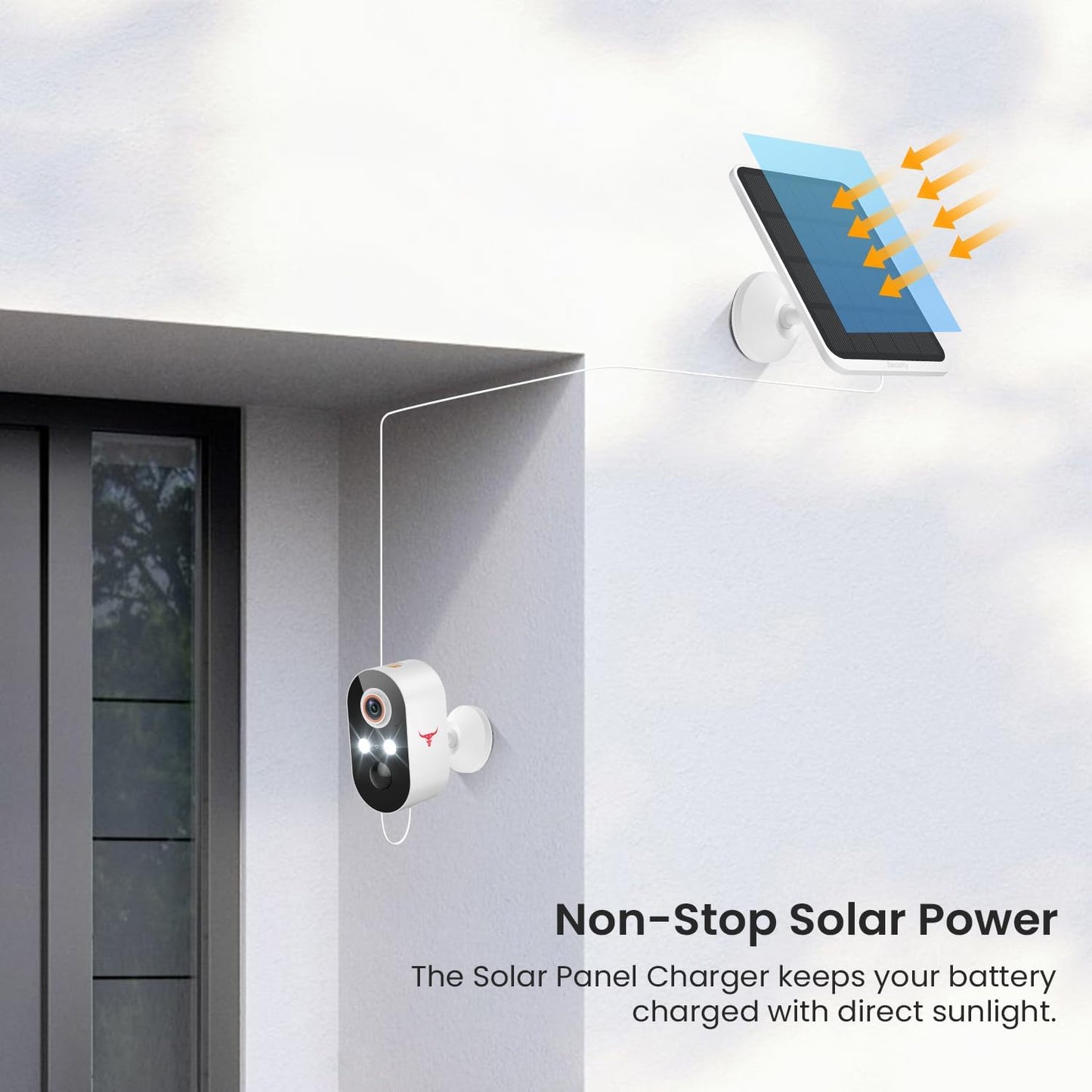 1080P Wireless Security Camera with Solar Panel, AI Human Detection, 2-Way Talk, Night Vision, Cloud Storage (Sold Separately), Battery Included, Home Security, 2.4Ghz Wifi Only (2 Pack)