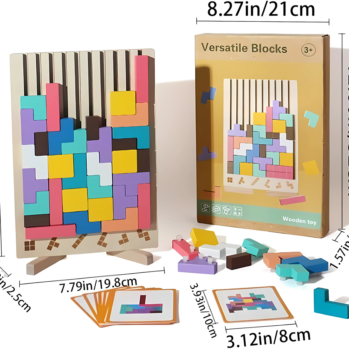 Wooden Stacking Puzzle Toy – 3D Montessori Brain Teaser & Block Game for Family Fun