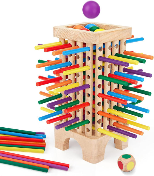 Montessori Wooden Dice Game – Colorful Sticks for Counting & Motor Skills