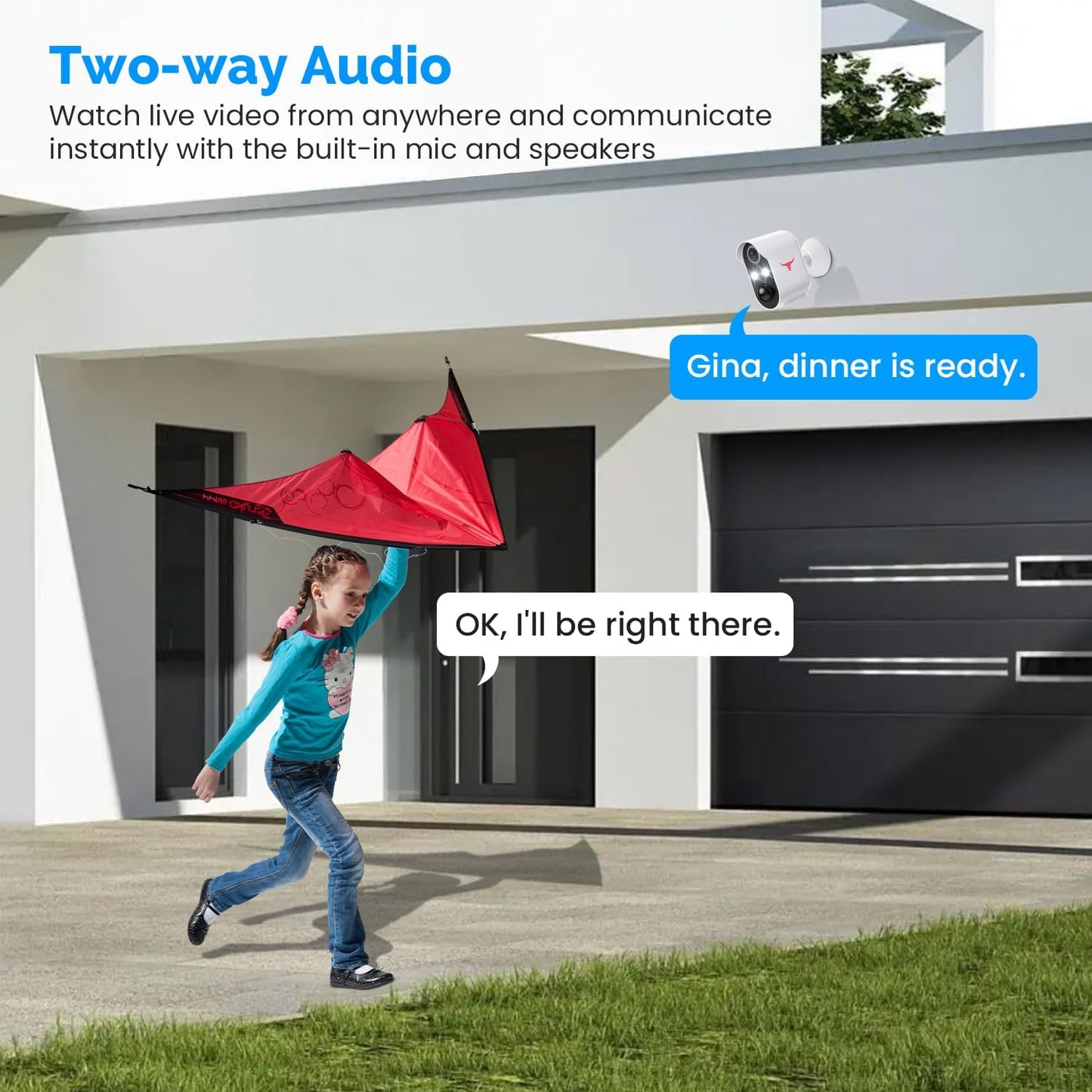 1080P Wireless Security Camera with Spotlights, AI Human Detection, Color Night Vision, 2-Way Talk, FHD Live View, Cloud Storage, 2.4G Wifi, Battery Powered, Indoor/Outdoor Surveillance (2 Spotlights)