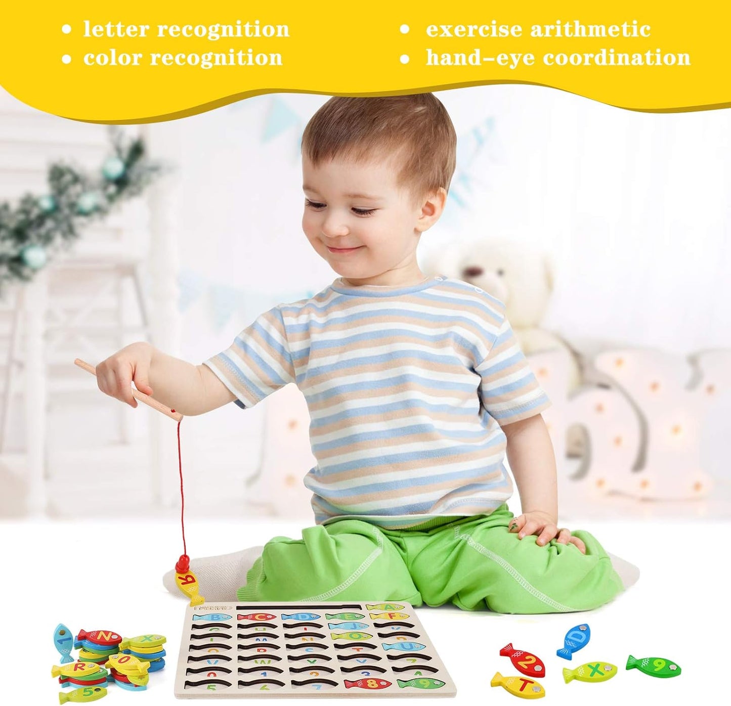 Magnetic Wooden Fishing Game โ Learn ABCs & Numbers with Fun!