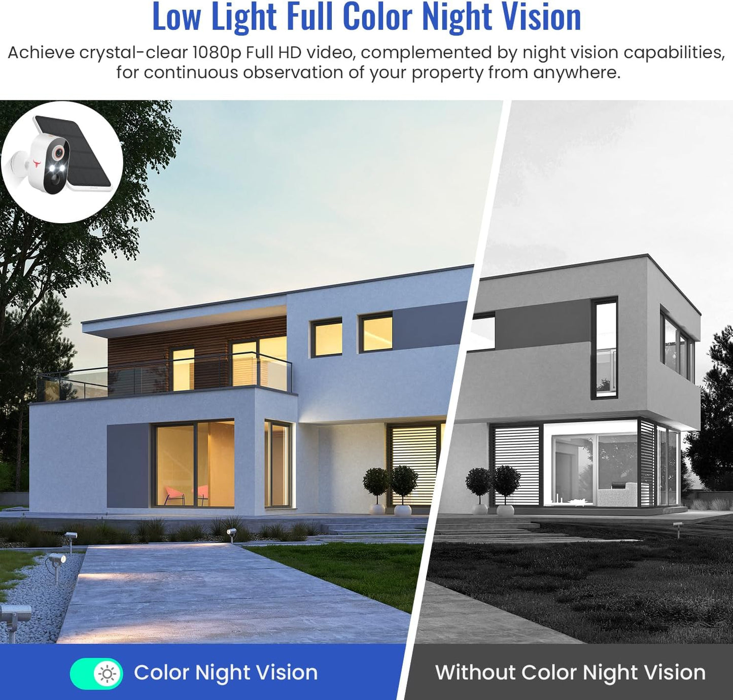 Solar Security Cameras Wireless Outdoor 2 Pack, Battery Powered WiFi Cameras for Home Surveillance, AI Human Detection, 2-Way Talk, Color Night Vision, Cloud Storage, Weather Resistance