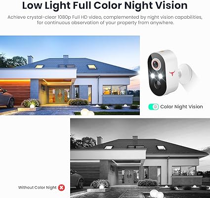 1080p Wireless Security Camera with Solar Panel, AI Human Detection, 2-Way Talk, Night Vision, Cloud Storage, Rechargeable Battery Included, Camera for Home Security, 2.4G WiFi (1 Pack)