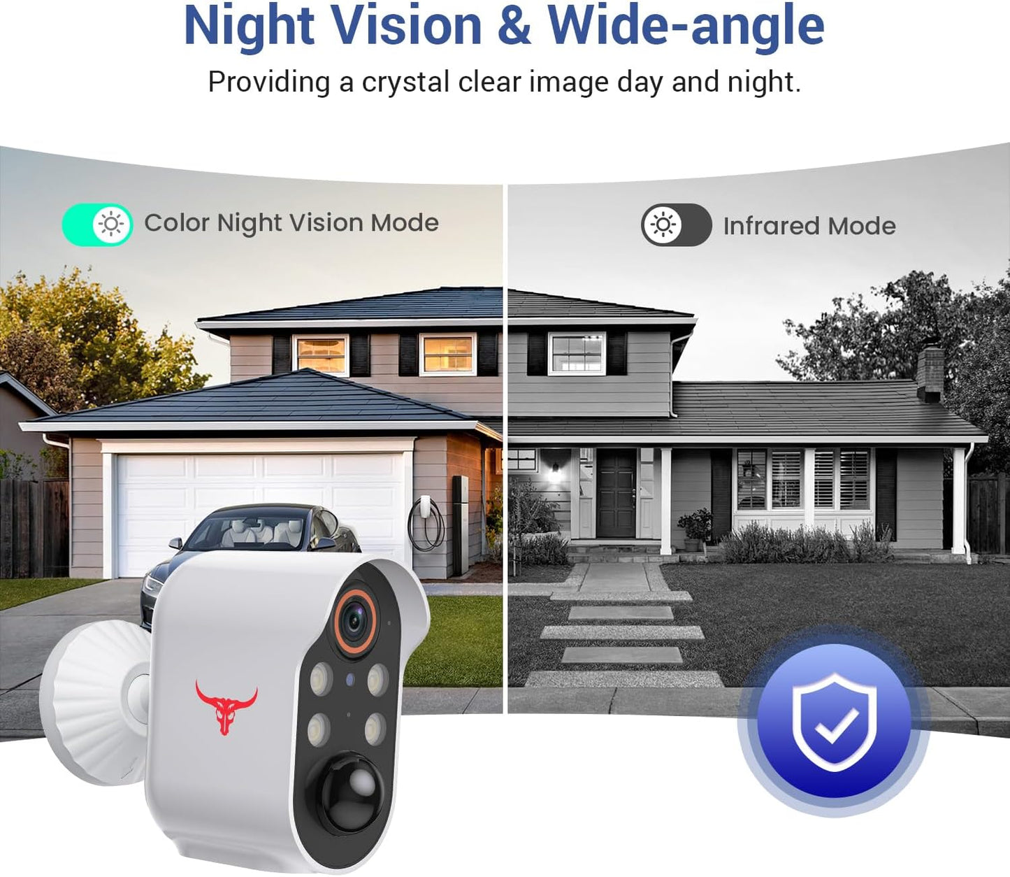 1080P Wireless Security Camera with Spotlights, AI Human Detection, Color Night Vision, 2-Way Talk, FHD Live View, Cloud Storage, 2.4G Wifi, Battery Powered, Indoor/Outdoor Surveillance (4 Spotlights)
