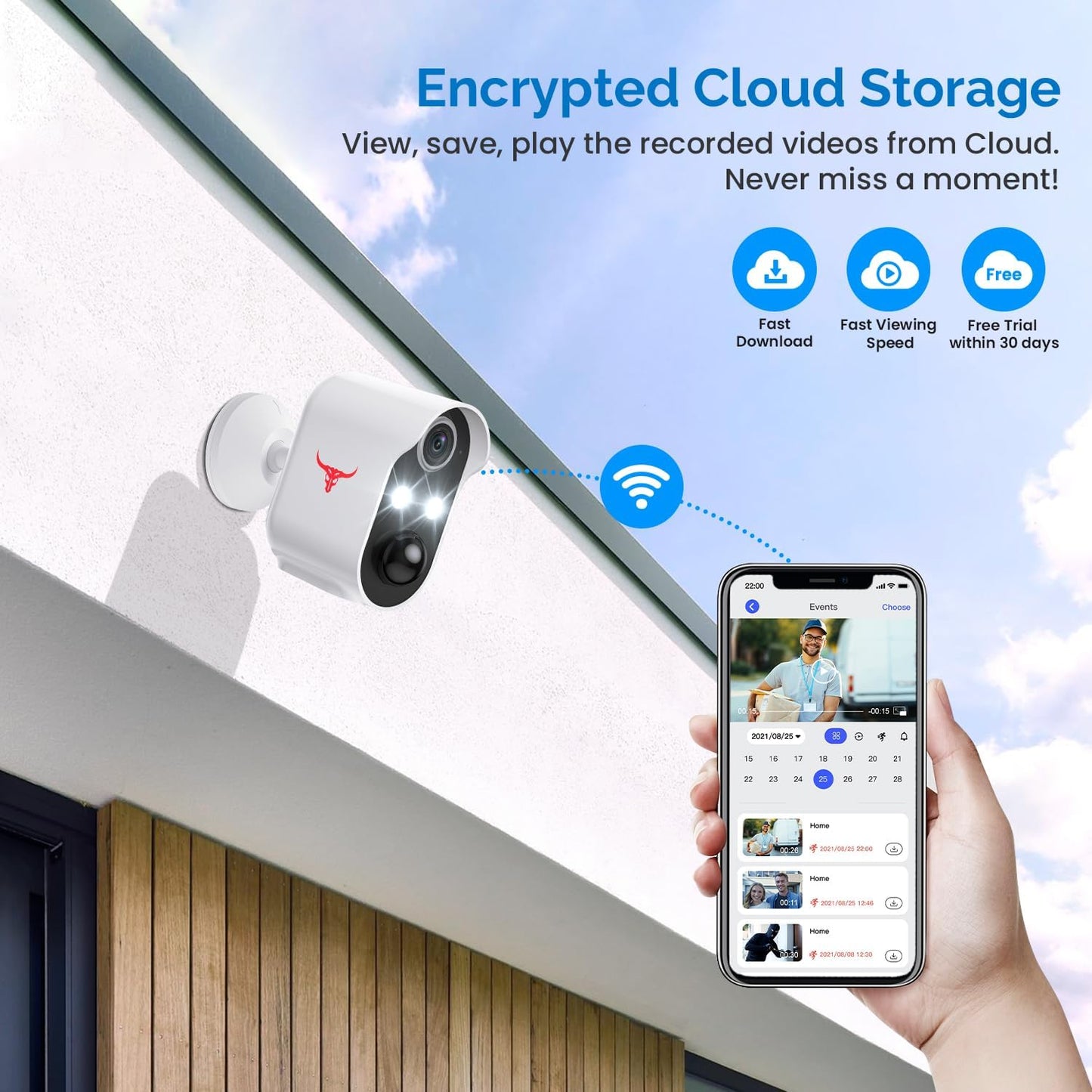 1080P Wireless Security Camera with Spotlights, AI Human Detection, Color Night Vision, 2-Way Talk, FHD Live View, Cloud Storage, 2.4G Wifi, Battery Powered, Indoor/Outdoor Surveillance (2 Spotlights)