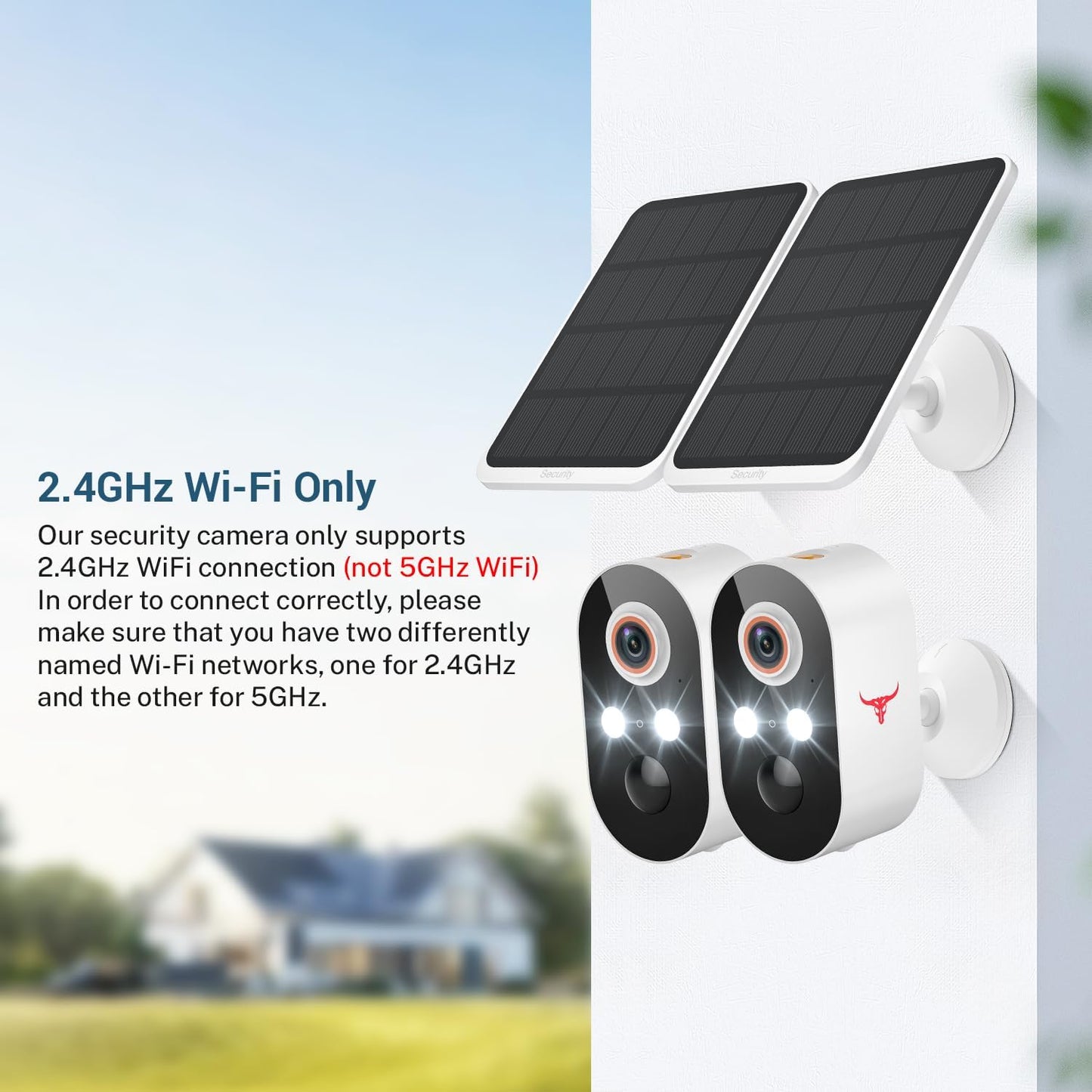 1080P Wireless Security Camera with Solar Panel, AI Human Detection, 2-Way Talk, Night Vision, Cloud Storage (Sold Separately), Battery Included, Home Security, 2.4Ghz Wifi Only (2 Pack)