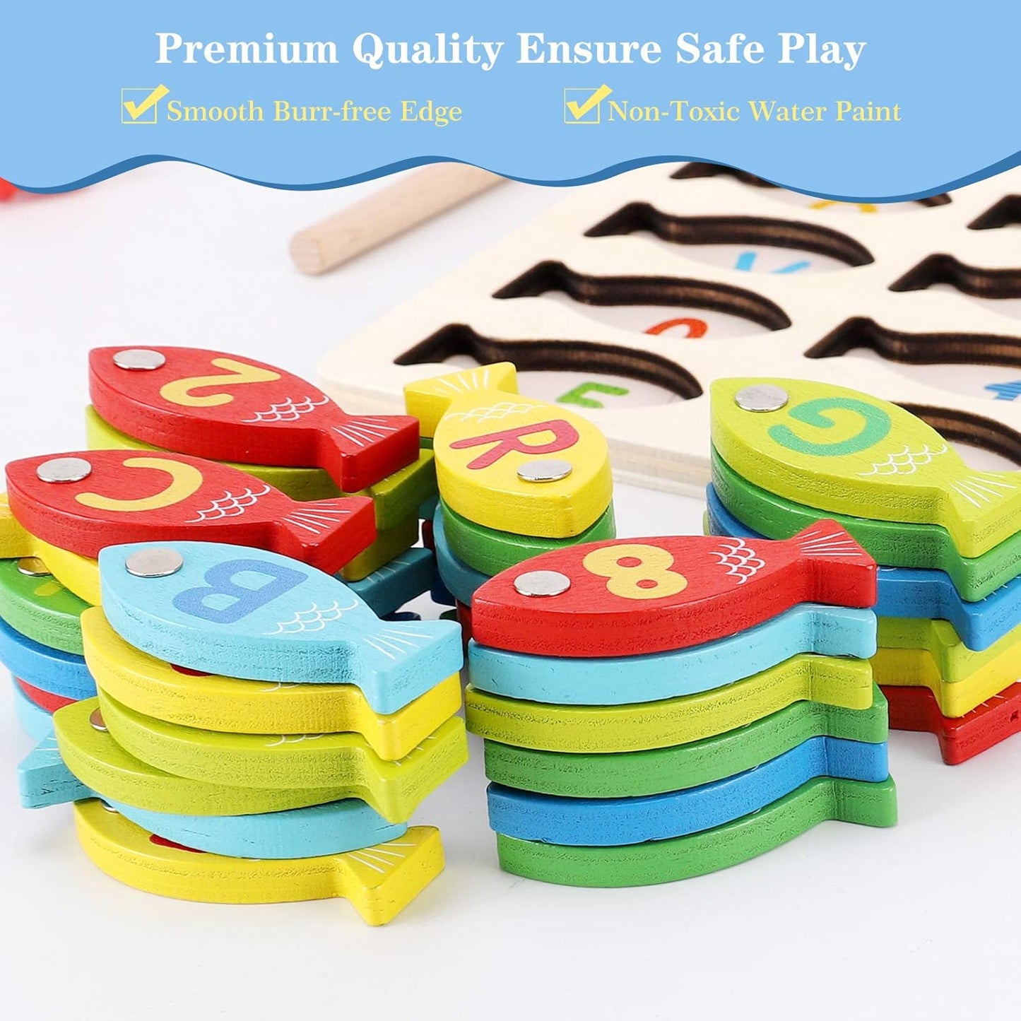 Magnetic Wooden Fishing Game โ Learn ABCs & Numbers with Fun!