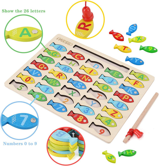 Magnetic Wooden Fishing Game – Learn ABCs & Numbers with Fun!