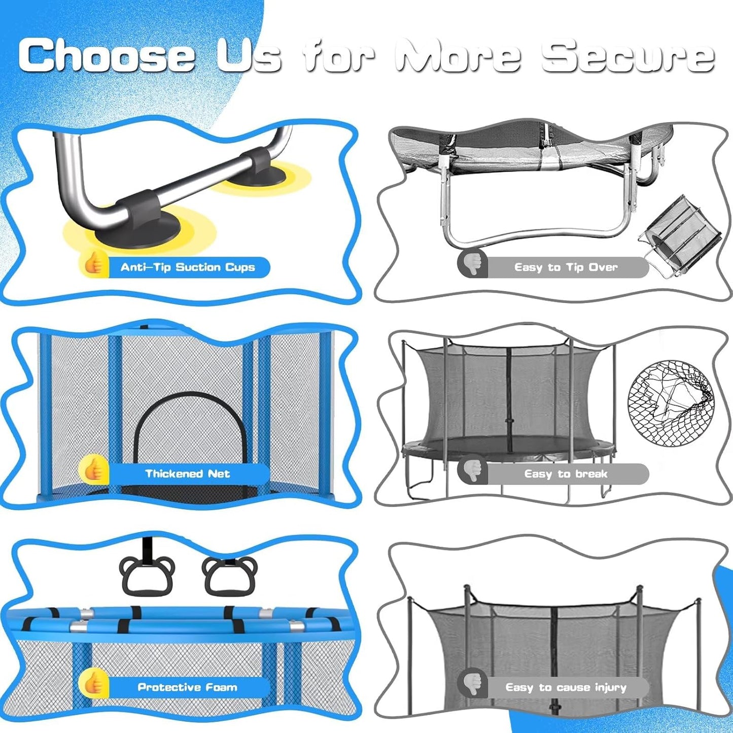 ZCMHAXJ 55" Kids Trampoline – Safe, Strong & Fun with Gym Bar & Toys!