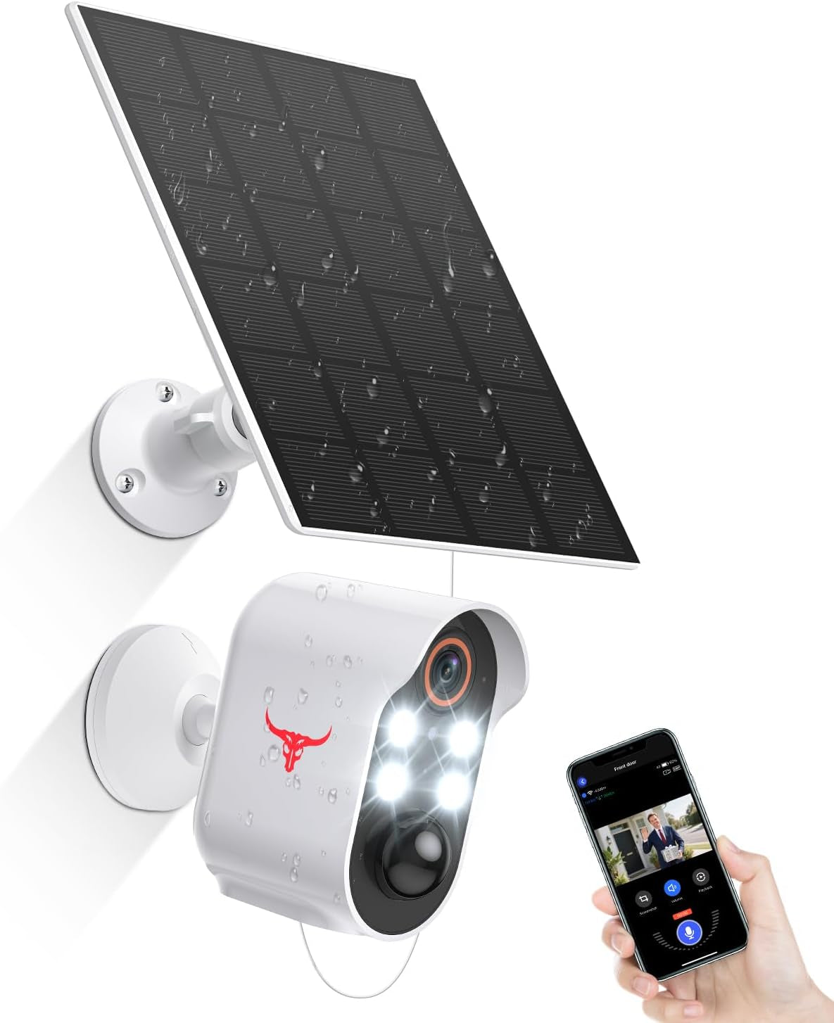 1080P Security Camera Wireless Outdoor with Solar Panel for Home Security, Color Night Vision, PIR Motion Detection, Cloud Storage, 2-Way Talk, Live View Bullet Surveillance Camera