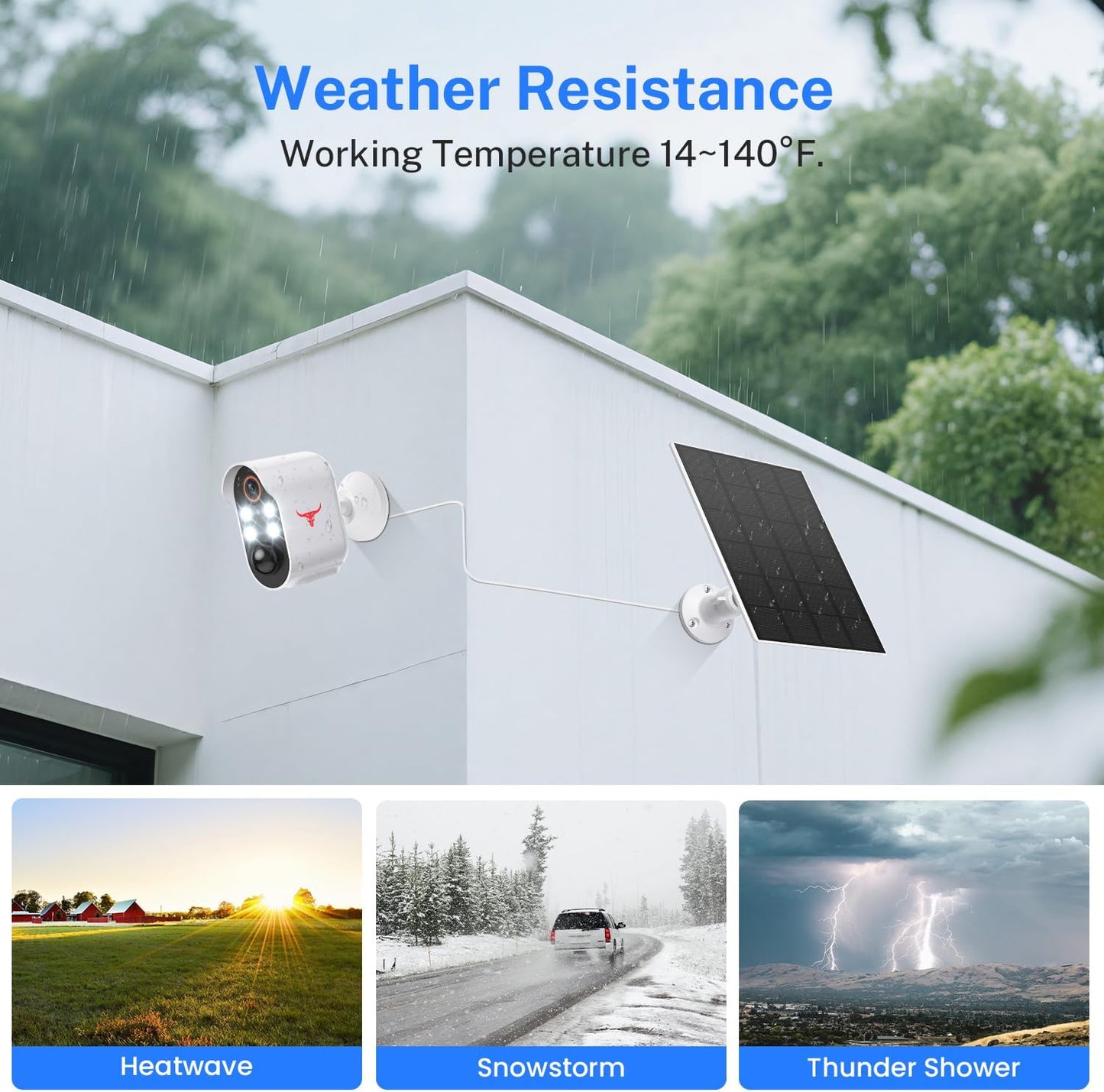 1080P Security Camera Wireless Outdoor with Solar Panel for Home Security, Color Night Vision, PIR Motion Detection, Cloud Storage, 2-Way Talk, Live View Bullet Surveillance Camera