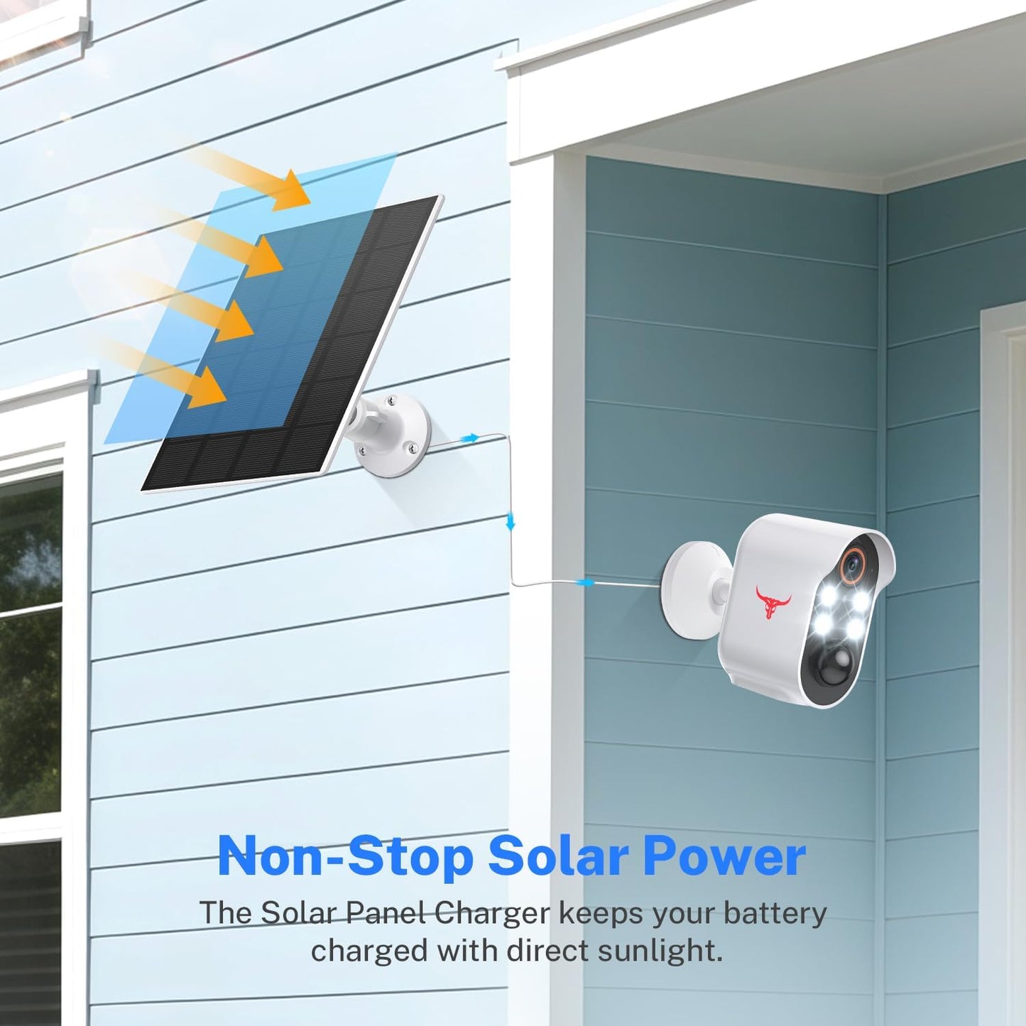 1080P Security Camera Wireless Outdoor with Solar Panel for Home Security, Color Night Vision, PIR Motion Detection, Cloud Storage, 2-Way Talk, Live View Bullet Surveillance Camera