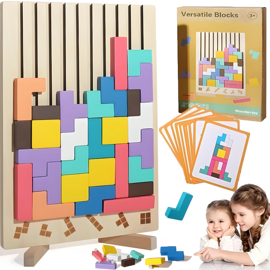 Wooden Stacking Puzzle Toy – 3D Montessori Brain Teaser & Block Game for Family Fun