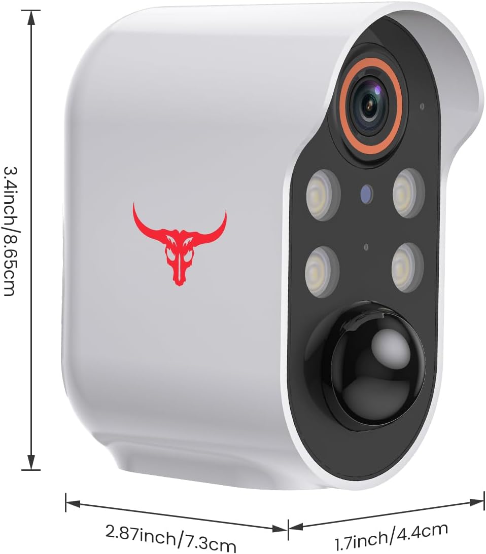 1080P Wireless Security Camera with Spotlights, AI Human Detection, Color Night Vision, 2-Way Talk, FHD Live View, Cloud Storage, 2.4G Wifi, Battery Powered, Indoor/Outdoor Surveillance (4 Spotlights)