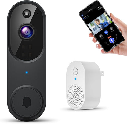 1080P Smart Wireless Video Doorbell Camera, Night Vision, Real-Time Alerts, AI Human Detection, 2.4G Wifi, Two-Way Talk, Cloud Storage, Battery Rechargeable, Weather-Resistant