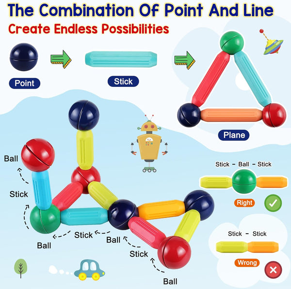 LOOIKOOS 112 PCS Magnetic Building Toys – STEM Montessori Set for Kids 3+ Years. image 2