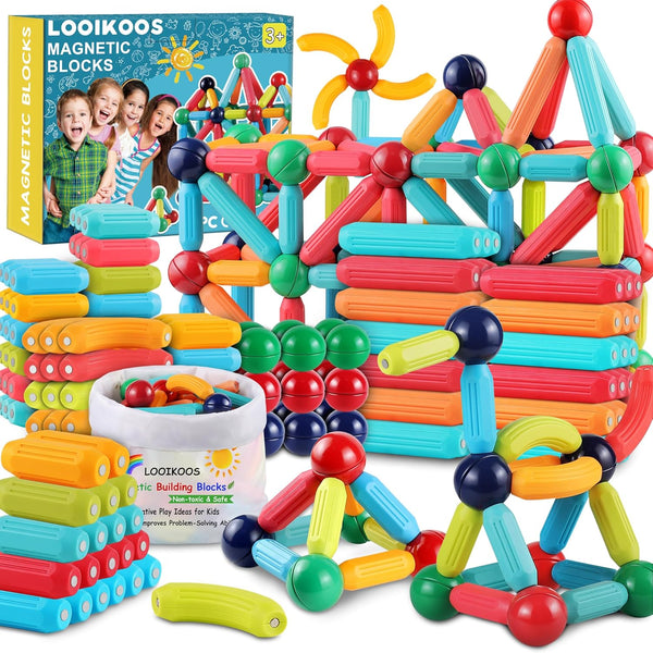 LOOIKOOS 112 PCS Magnetic Building Toys – STEM Montessori Set for Kids 3+ Years. image 1
