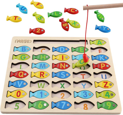 Magnetic Wooden Fishing Game – Learn ABCs & Numbers with Fun!