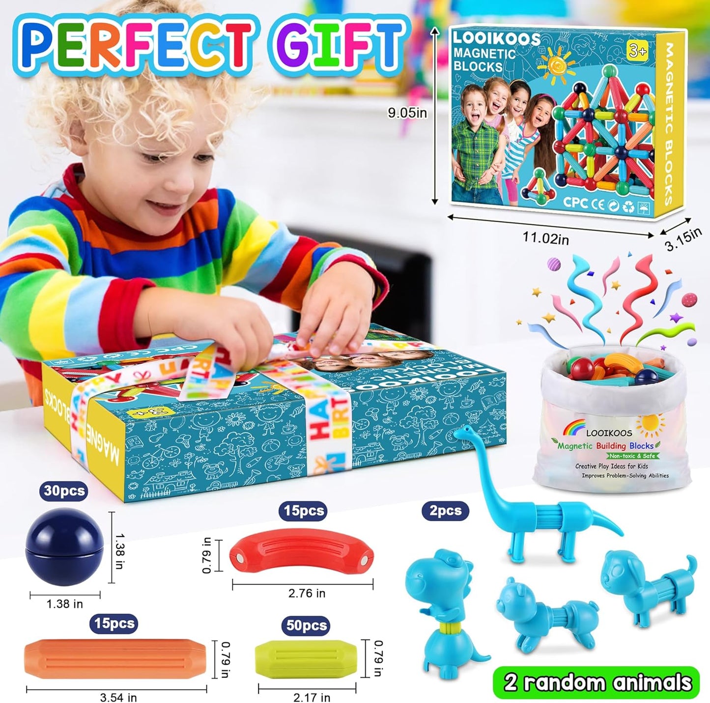 LOOIKOOS 112 PCS Magnetic Building Toys – STEM Montessori Set for Kids 3+ Years.