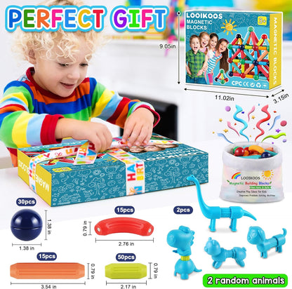 LOOIKOOS 112 PCS Magnetic Building Toys – STEM Montessori Set for Kids 3+ Years.