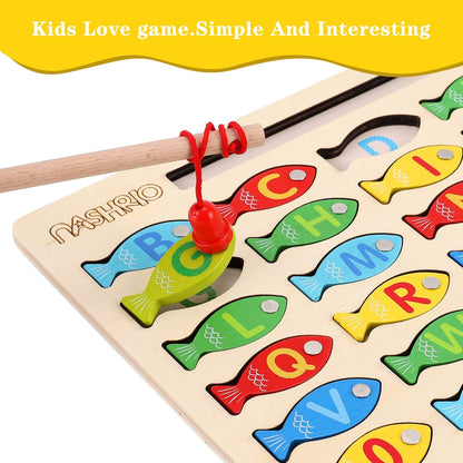 Magnetic Wooden Fishing Game – Learn ABCs & Numbers with Fun!