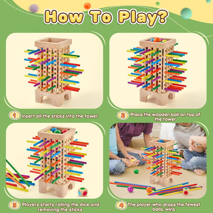 Montessori Wooden Dice Game – Colorful Sticks for Counting & Motor Skills