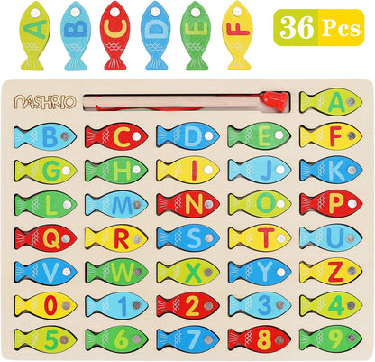 Magnetic Wooden Fishing Game – Learn ABCs & Numbers with Fun!