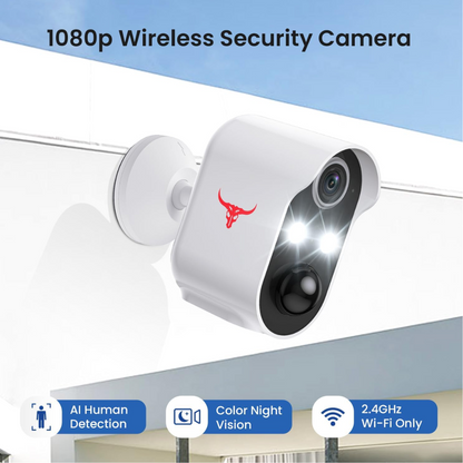 1080P Wireless Security Camera with Spotlights, AI Human Detection, Color Night Vision, 2-way Talk, FHD Live view, Cloud Storage, 2.4G WiFi, Battery powered, Indoor/Outdoor surveillance (2 Spotlights)