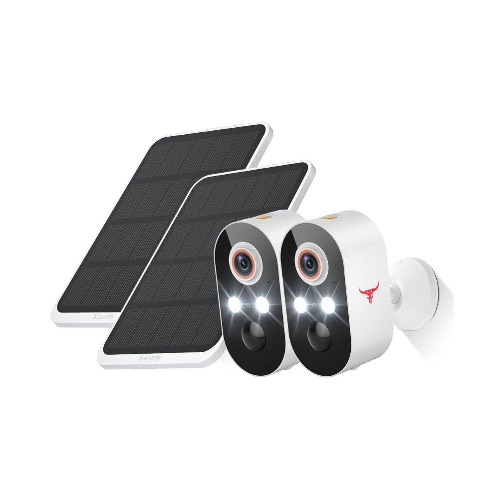Solar Security Cameras Wireless Outdoor 2 Pack, Battery Powered WiFi Cameras for Home Surveillance, AI Human Detection, 2-Way Talk, Color Night Vision, Cloud Storage, Weather Resistance
