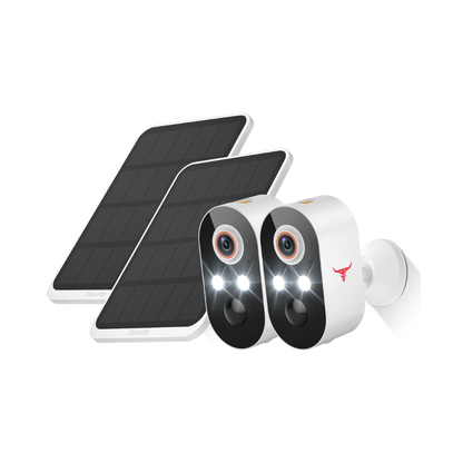 Solar Security Cameras Wireless Outdoor 2 Pack, Battery Powered WiFi Cameras for Home Surveillance, AI Human Detection, 2-Way Talk, Color Night Vision, Cloud Storage, Weather Resistance