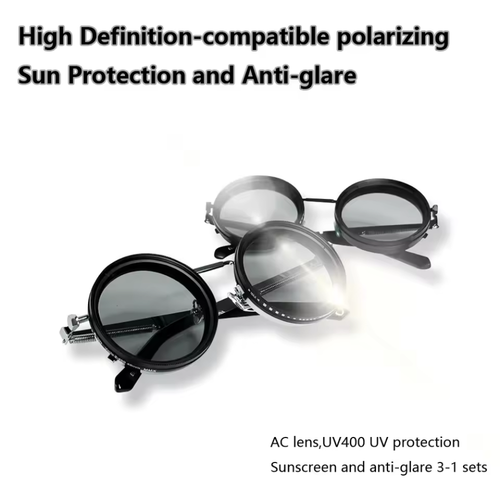 Polarized Round Sunglasses ND9 Adjustable Dimming Sun Glasses Men Women Retro Punk Men's Fishing Eyeglasses Outdoor Shades UV400