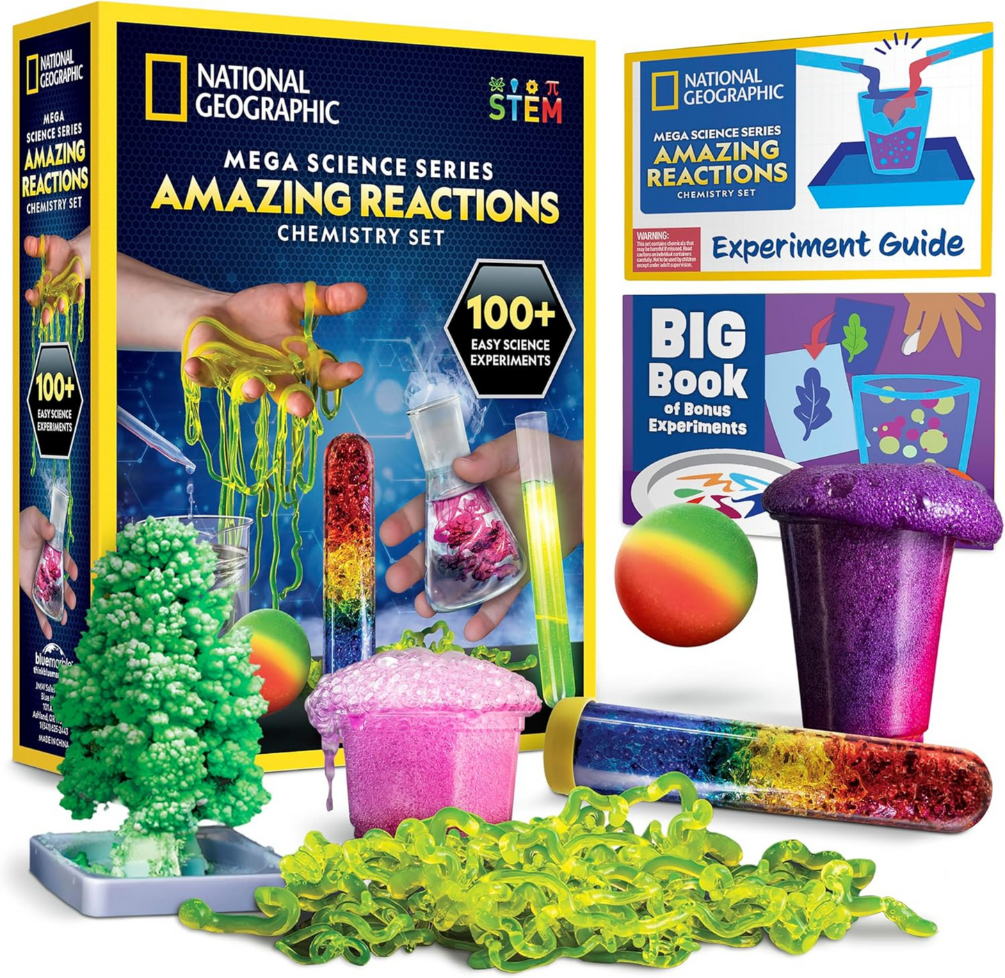 NATIONAL GEOGRAPHIC Chemistry Set – 100+ Fun Science Experiments, Crystal Growing & STEM Kit for Kids