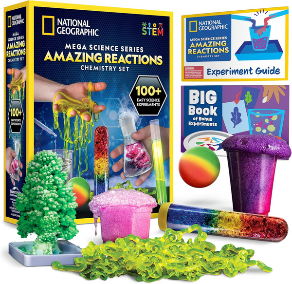 NATIONAL GEOGRAPHIC Chemistry Set – 100+ Fun Science Experiments, Crystal Growing & STEM Kit for Kids image 1