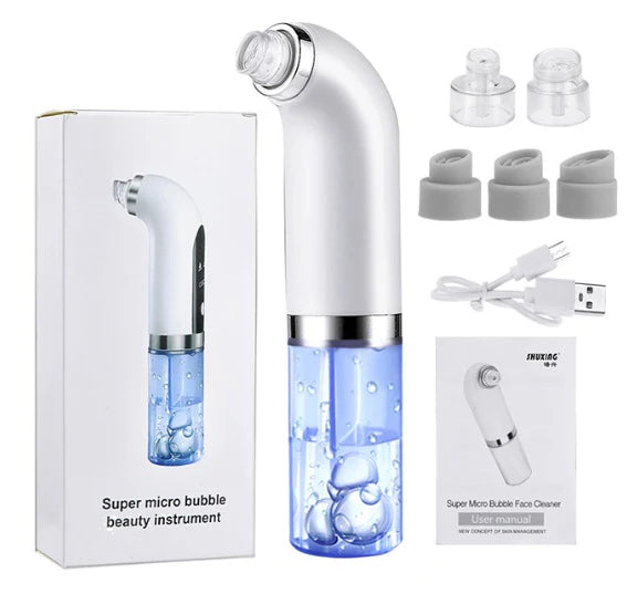 GlowVac | Pore Cleaner Tool with 6 Attachments & 3 Suction Levels | USB Rechargeable, Portable for Travel, Visible Deep Cleansing for Men/Women